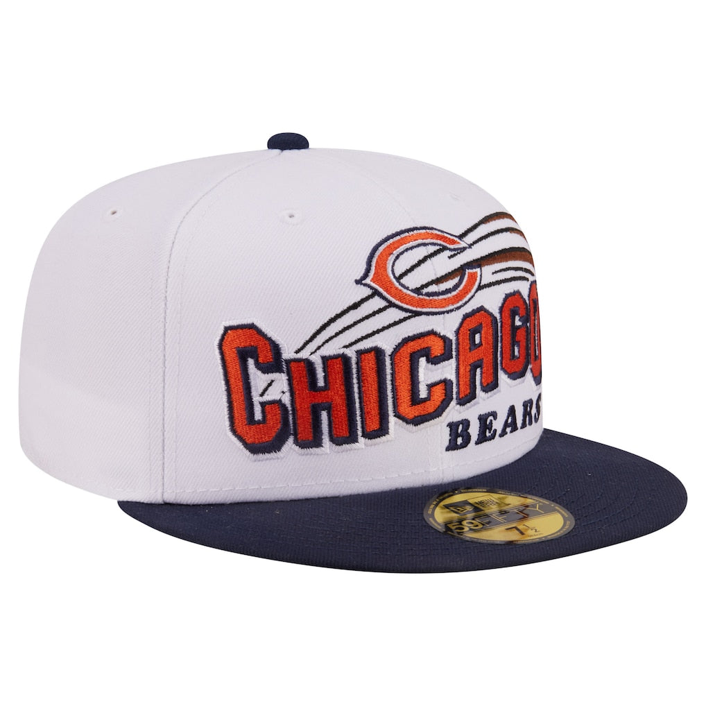 Men's New Era Chicago Bears Retro Swoop 59FIFTY Fitted Hat White/Navy