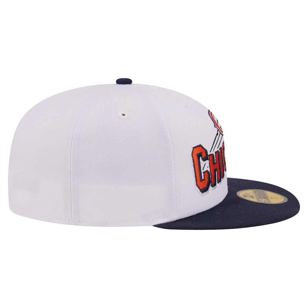 Men's New Era Chicago Bears Retro Swoop 59FIFTY Fitted Hat White/Navy