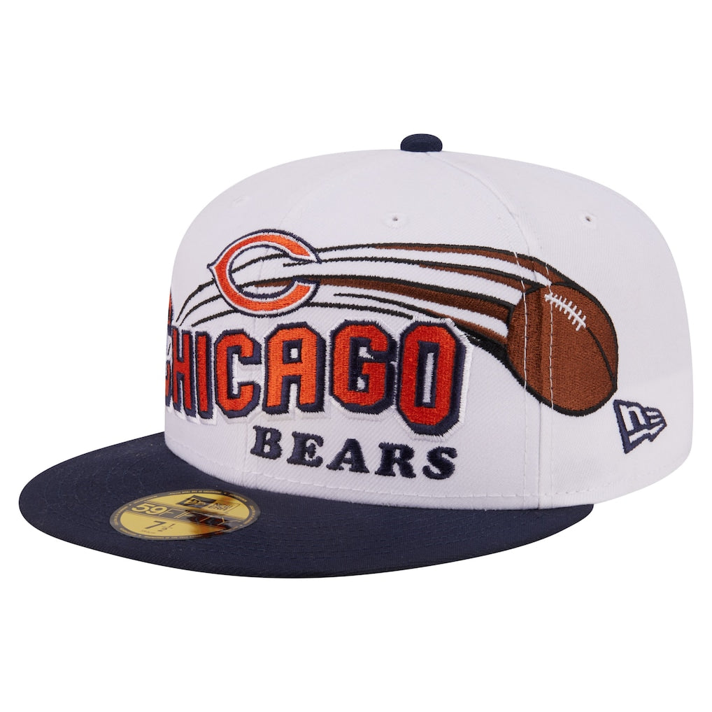 Men's New Era Chicago Bears Retro Swoop 59FIFTY Fitted Hat White/Navy