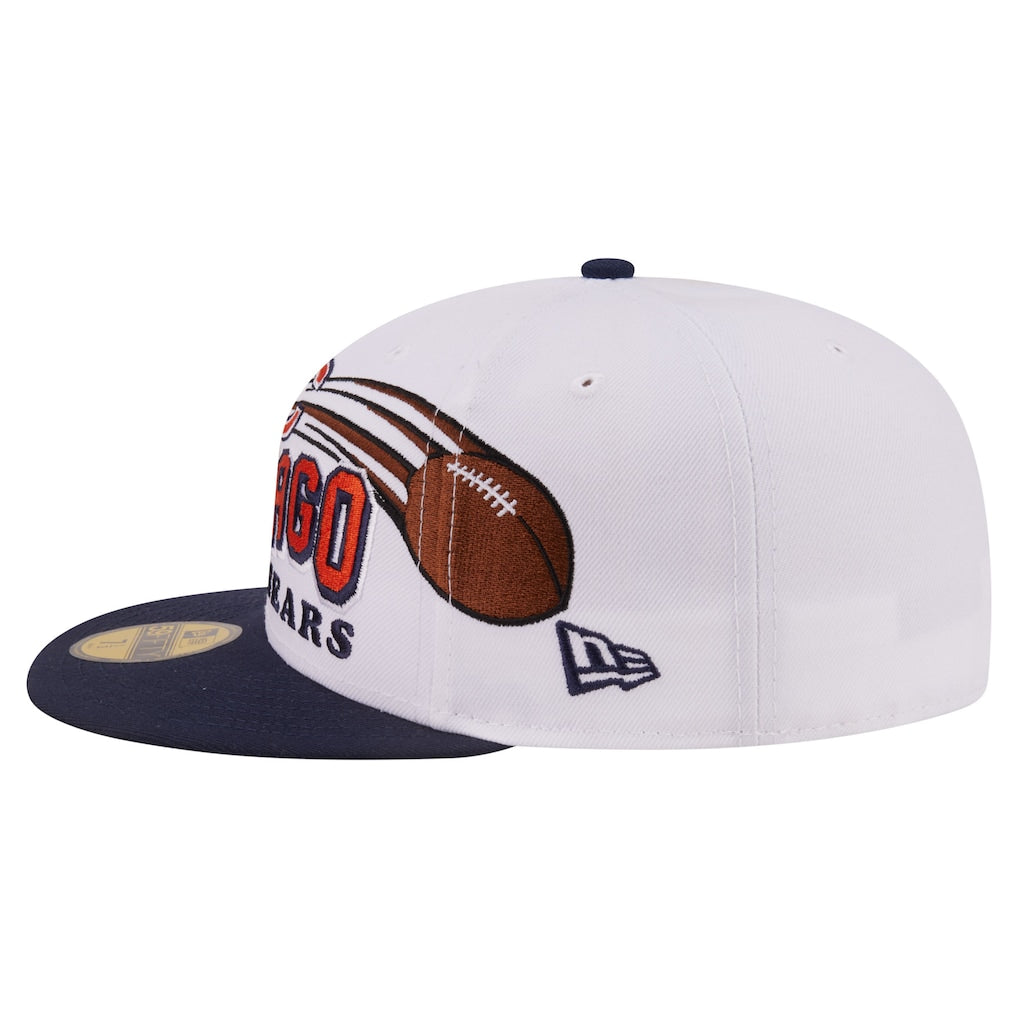 Men's New Era Chicago Bears Retro Swoop 59FIFTY Fitted Hat White/Navy