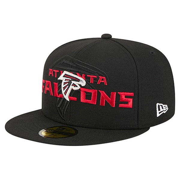 Men's New Era Atlanta Falcons Overlap Wordmark Black 59FIFTY Fitted Hat