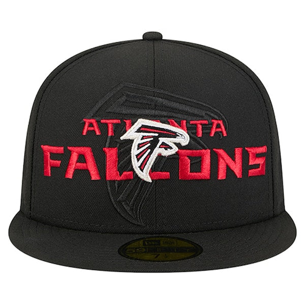 Men's New Era Atlanta Falcons Overlap Wordmark Black 59FIFTY Fitted Hat