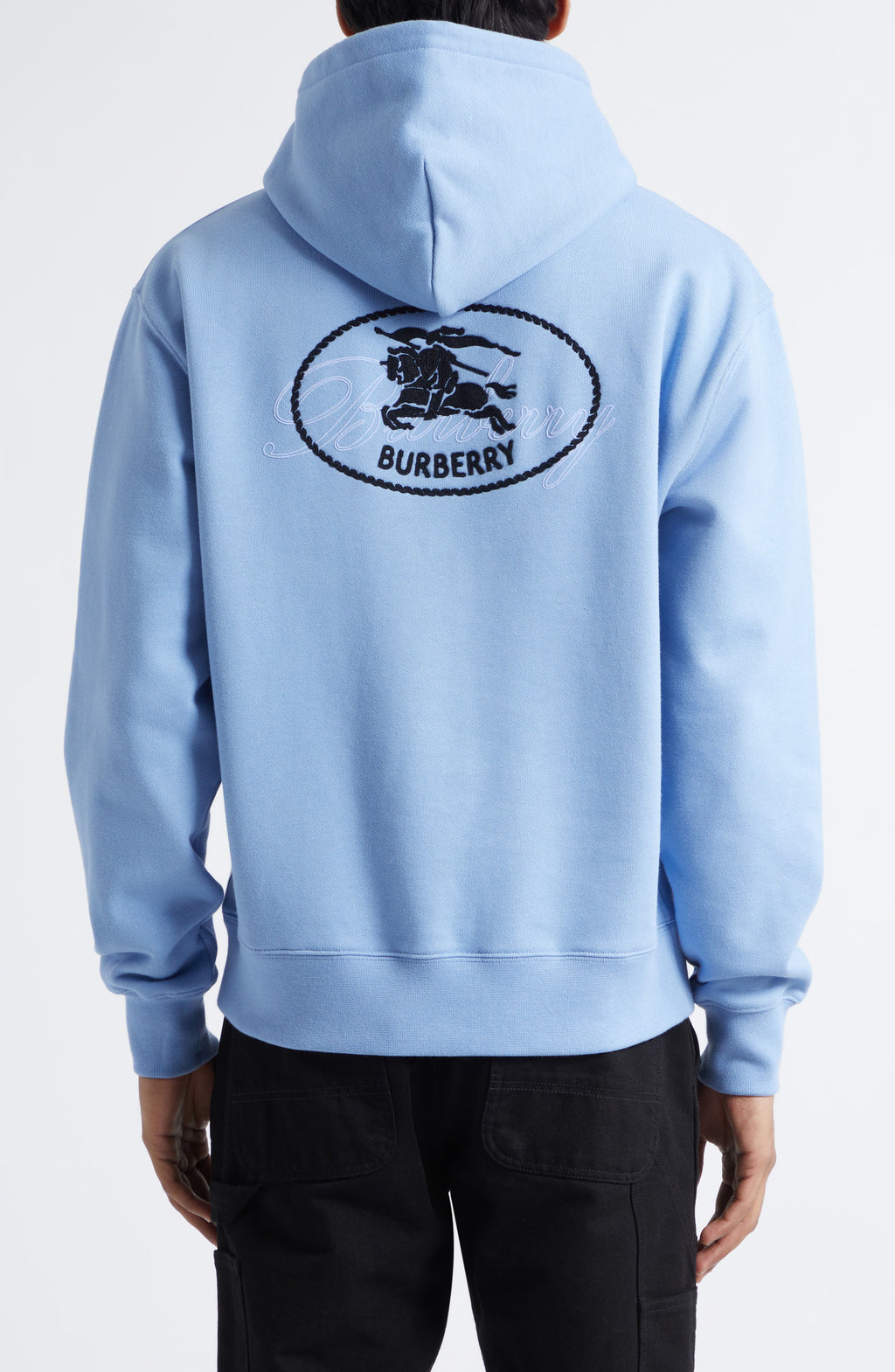 Men's Burberry Reilly EKD Stamp French Terry Hoodie Cornflower Blue
