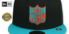 Men's New Era Miami Dolphins THROWBACK NFL SHIELD-BASIC Black-Aqua 59FIFTY Fitted Hat