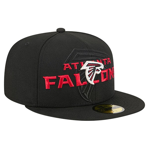 Men's New Era Atlanta Falcons Overlap Wordmark Black 59FIFTY Fitted Hat