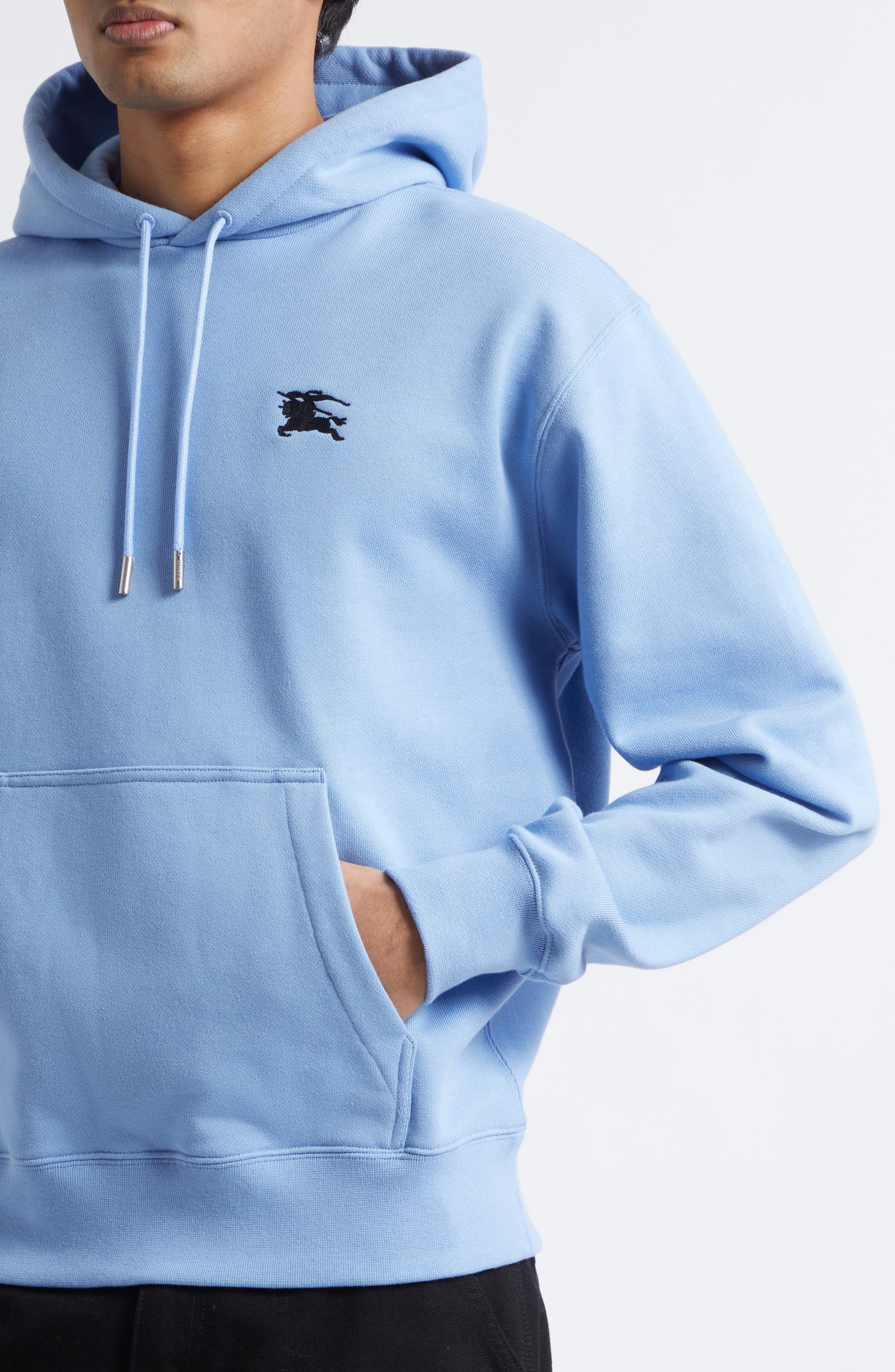 Men's Burberry Reilly EKD Stamp French Terry Hoodie Cornflower Blue