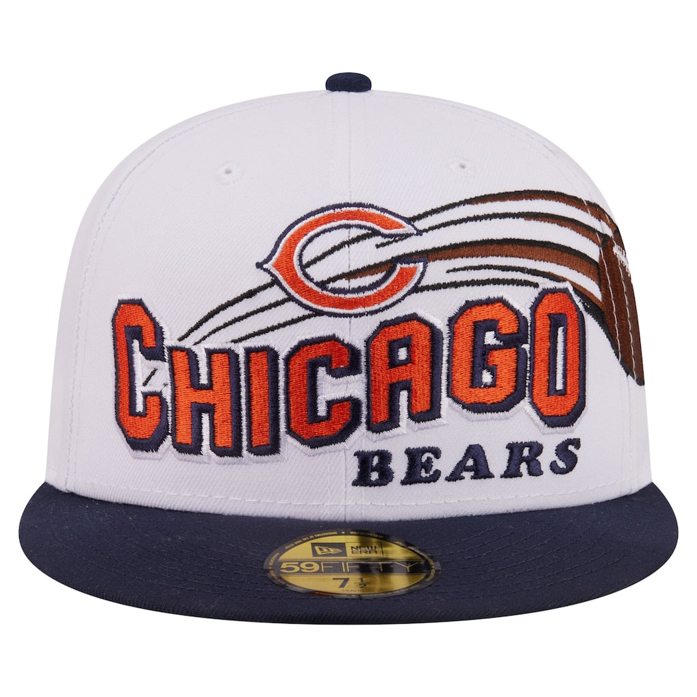 Men's New Era Chicago Bears Retro Swoop 59FIFTY Fitted Hat White/Navy