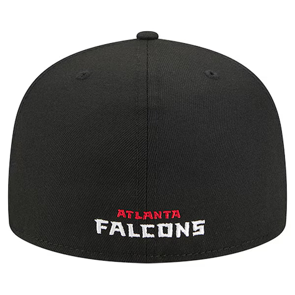 Men's New Era Atlanta Falcons Overlap Wordmark Black 59FIFTY Fitted Hat