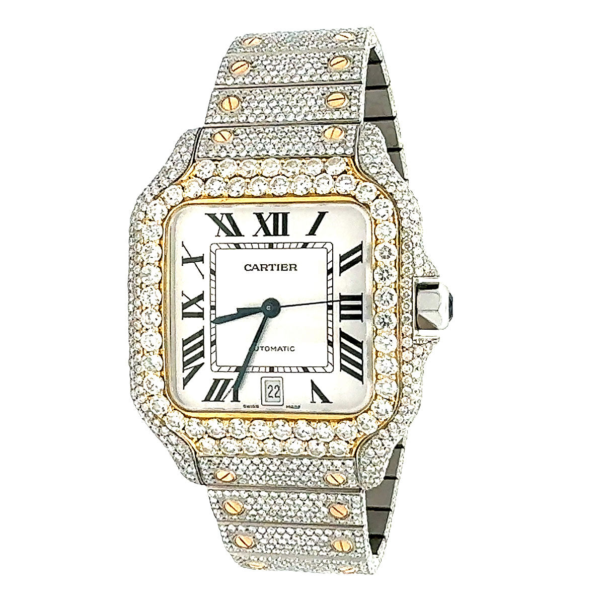 Men's Cartier Santos Two-Tone Diamond Watch 968955