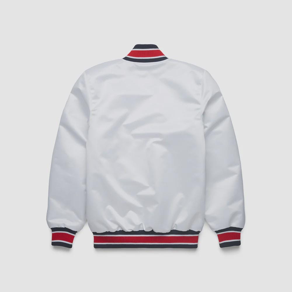 Washington Nationals Satin Varsity Jacket White Red Navy