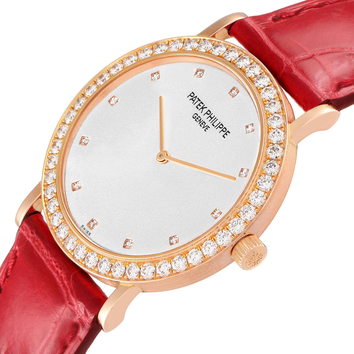 Men's Patek Philippe Calatrava Rose Gold Diamond Watch 5006R