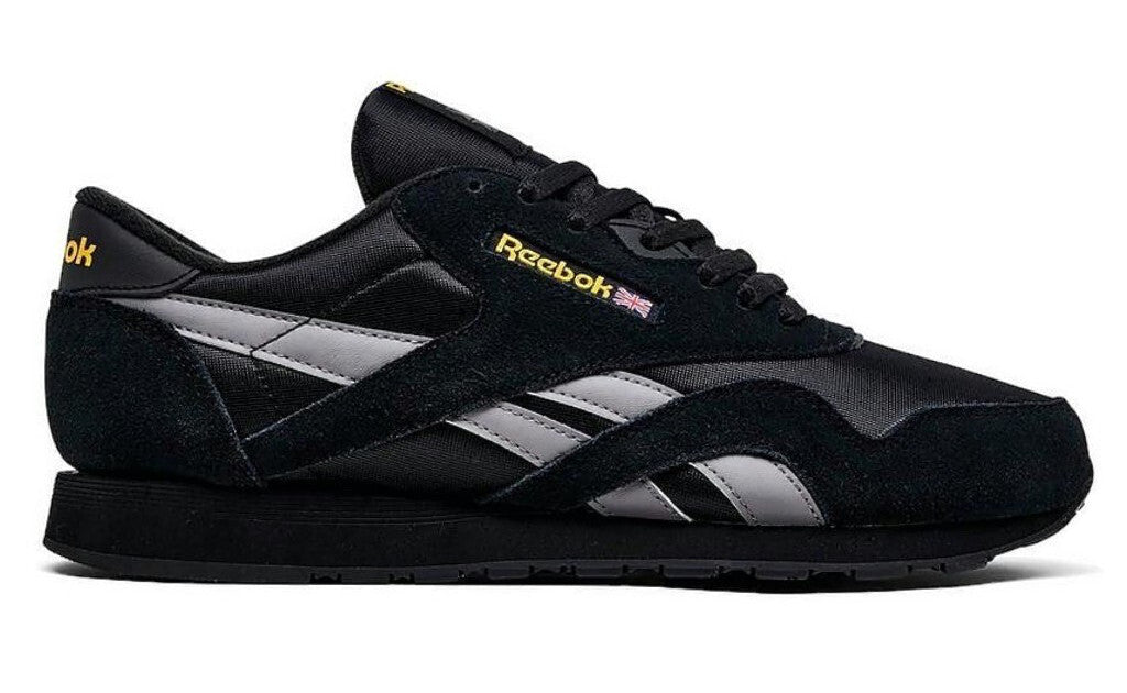 NEW Reebok Classic NYLON BLACK GREY YELLOW Men's Sneakers US Sizes 7-14 NIB
