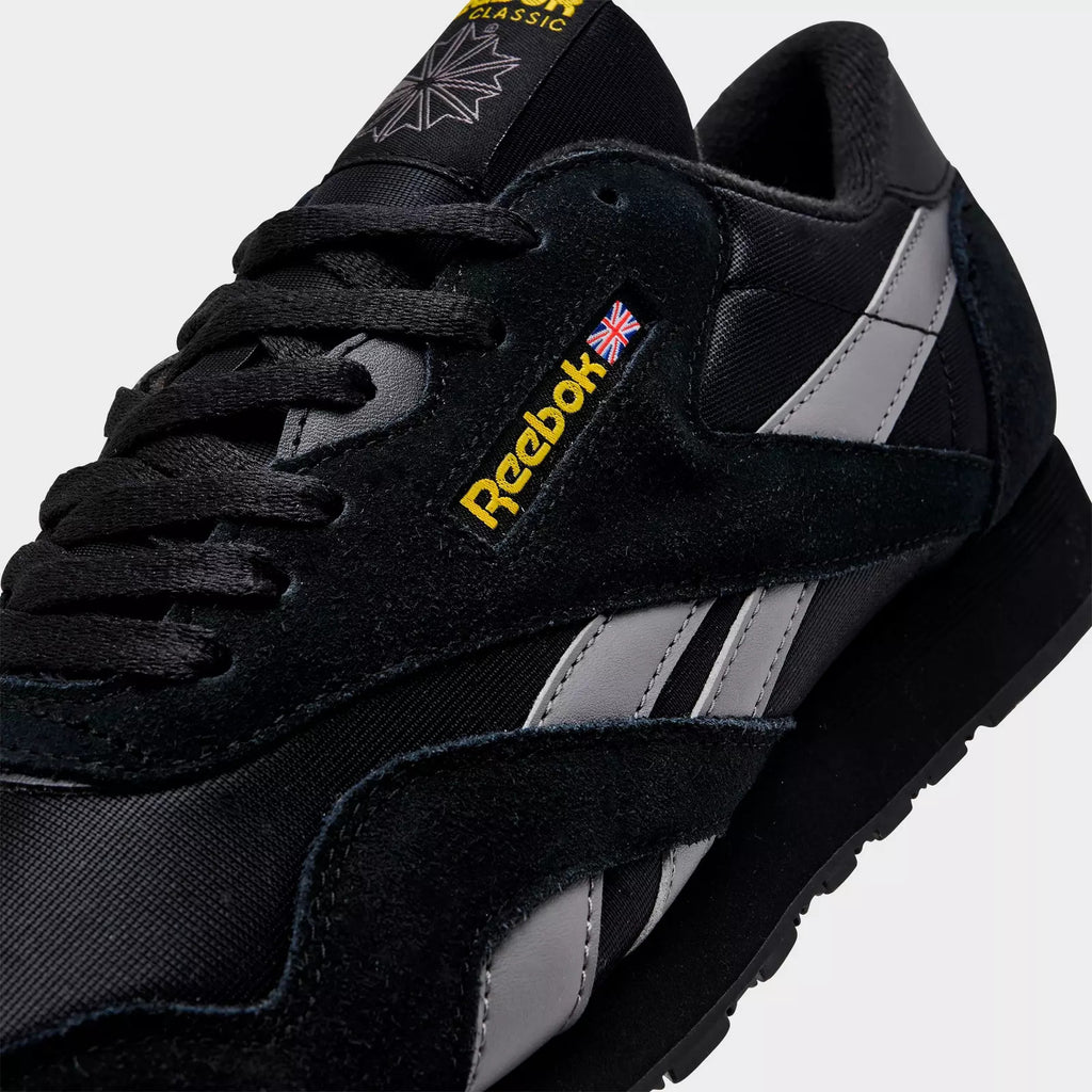 NEW Reebok Classic NYLON BLACK GREY YELLOW Men's Sneakers US Sizes 7-14 NIB