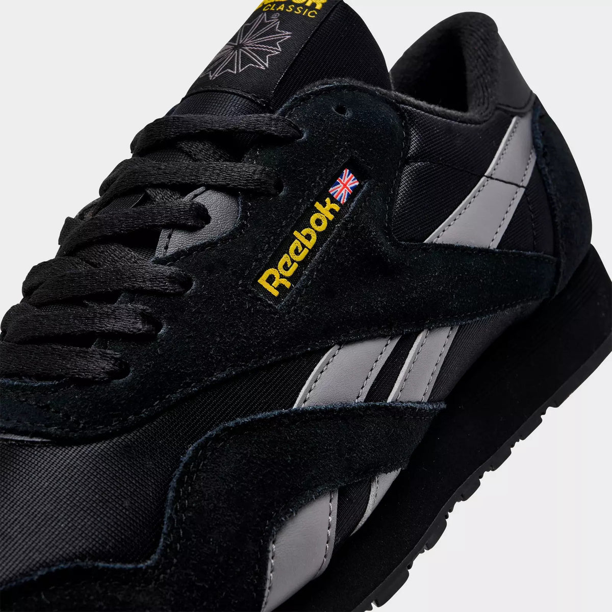 NEW Reebok Classic NYLON BLACK GREY YELLOW Men's Sneakers US Sizes 7-14 NIB