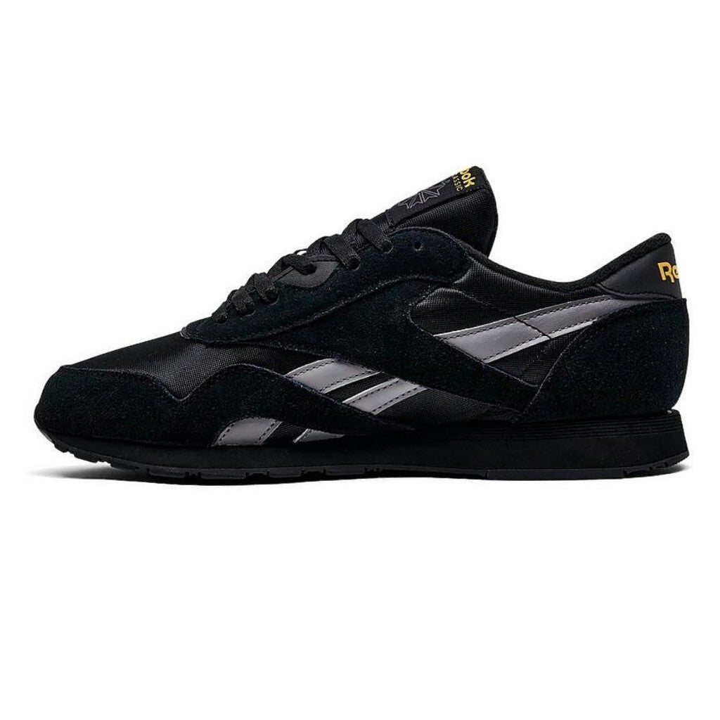 NEW Reebok Classic NYLON BLACK GREY YELLOW Men's Sneakers US Sizes 7-14 NIB
