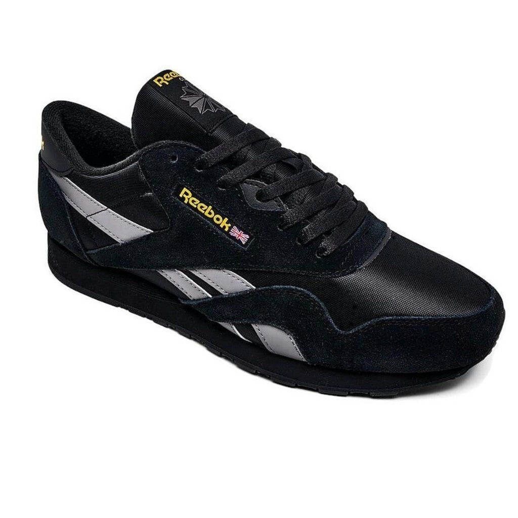 NEW Reebok Classic NYLON BLACK GREY YELLOW Men's Sneakers US Sizes 7-14 NIB