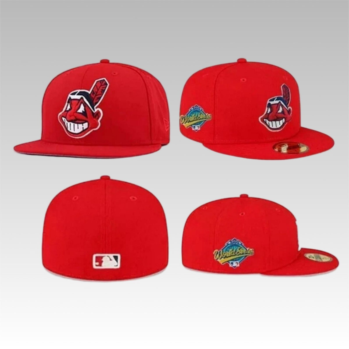 New Cleveland Indians Red 1995 World Series Men's 59FIFTY Fit Cap - 5950 Cap