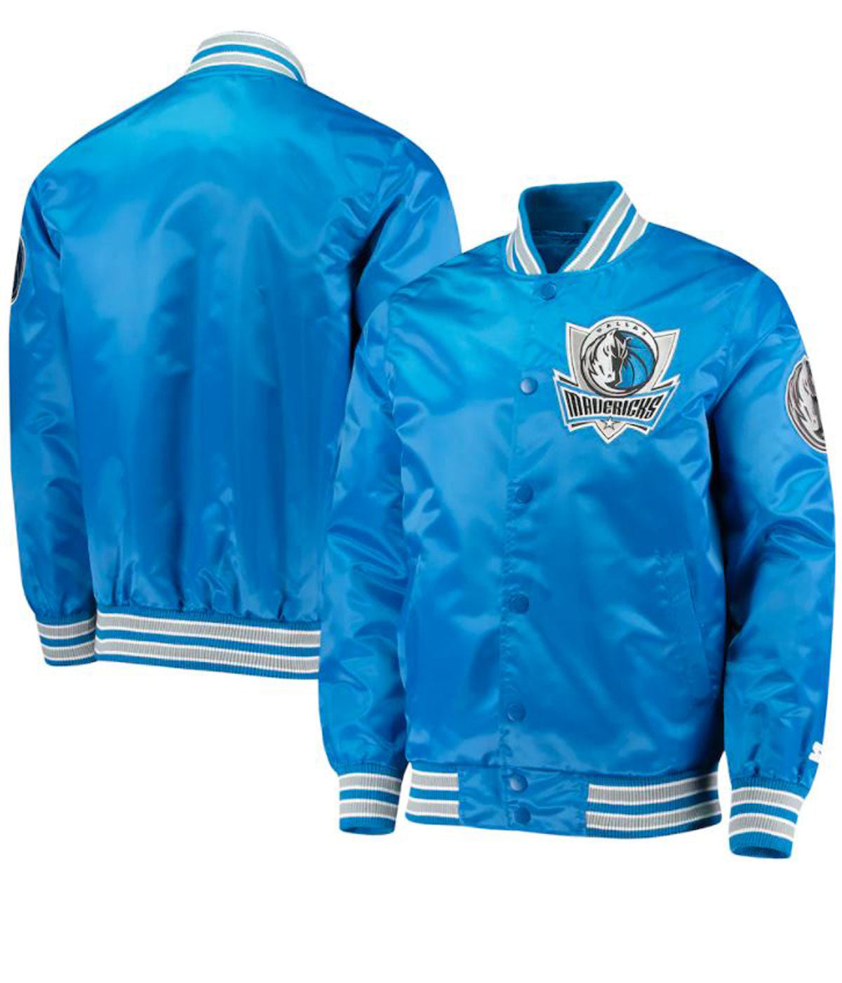 Starter Dallas Mavericks Bomber Satin Jacket Blue